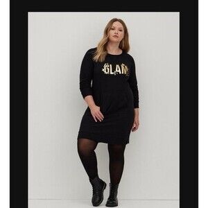 NWT Torrid 00 GLAM Gold & Black Cozy Fleece Pullover Dress w Pocket Med/Large